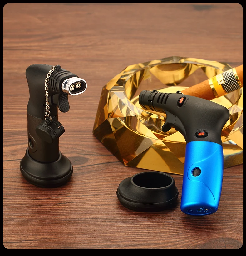 Double Fire Kitchen Torch Lighter  with Safety Lock and Adjustable Flame for Desserts,BBQ  and cigar