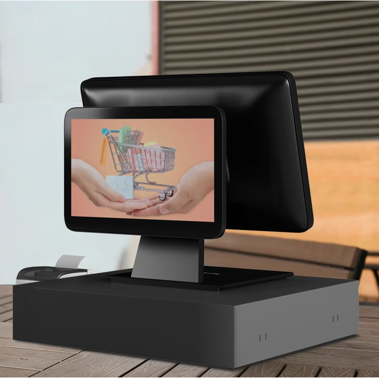 Newest dual screen windows pos machine intel i5 8G 256G high specification pos hardware