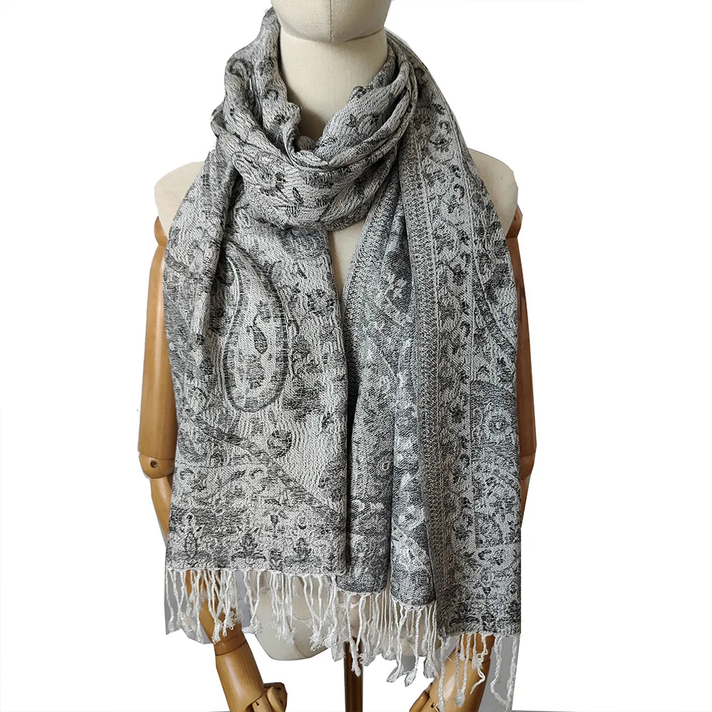 New Arrive Pashmina Scarf For Women Custom Design Jacquard Long Wrap Shawl Elegant  Luxury Quality Scarf