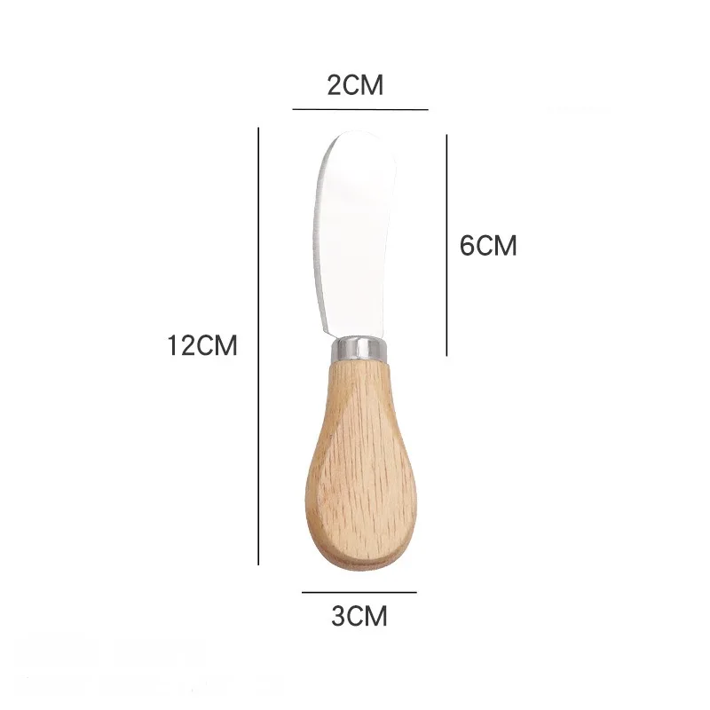 Premium 7-Piece Cheese Knife Set - Oak Wood Handle Stainless Steel Cheese Knives