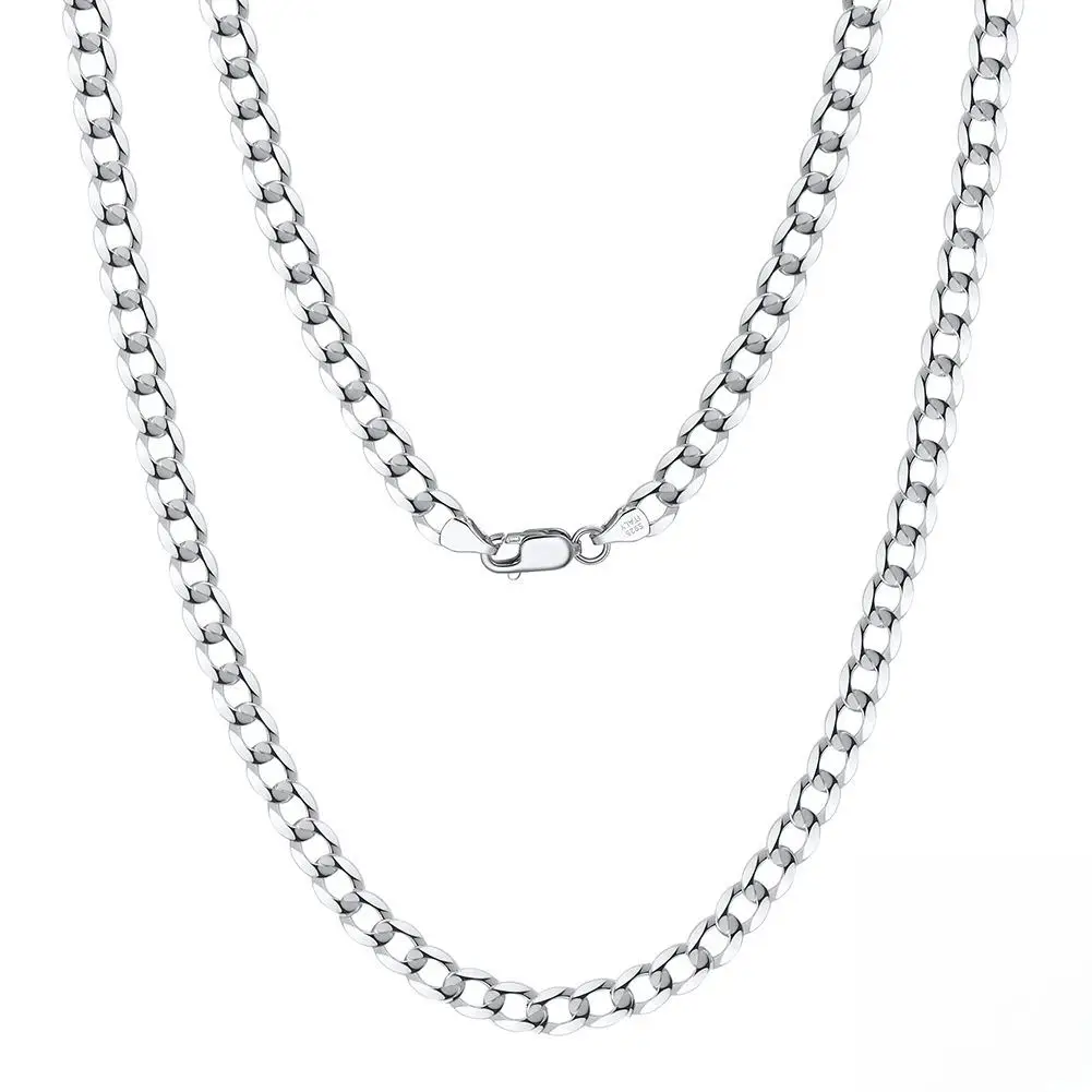 Lowest Price Factory Wholesale  Silver 925 Jewelry 5mm 7mm 8mm Flat Sterling Silver Cube Chain Necklace Bracelet for Men Hip Hop