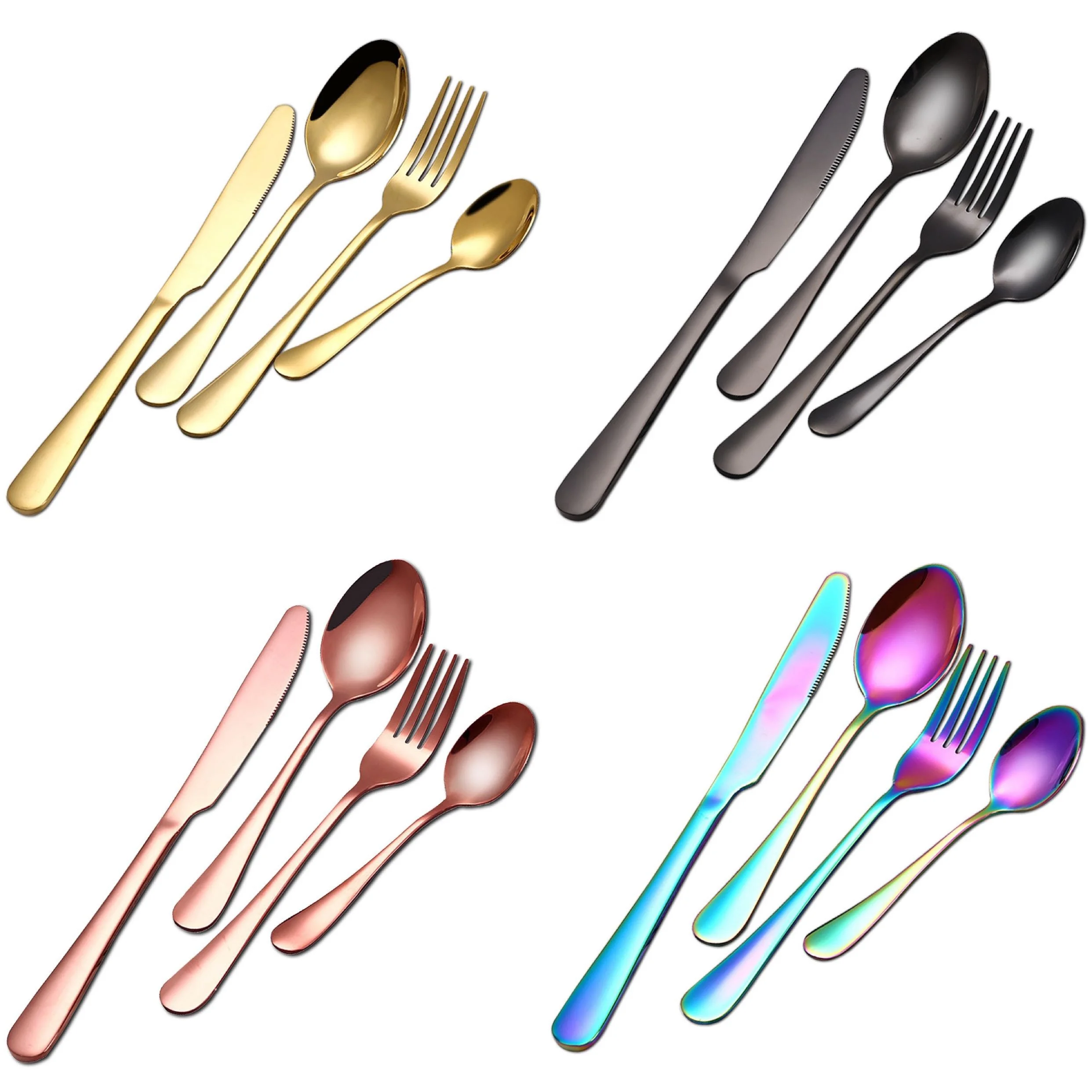 
Bulk Gold Plated Stainless Steel Cutlery Set wedding Fork Spoon Knife Black copper Rose gold Cutlery for wedding flatware set 