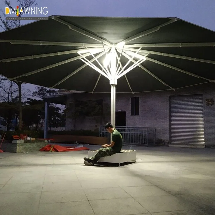 Strong Big umbrella parasol with LED lights sunshade rain cover