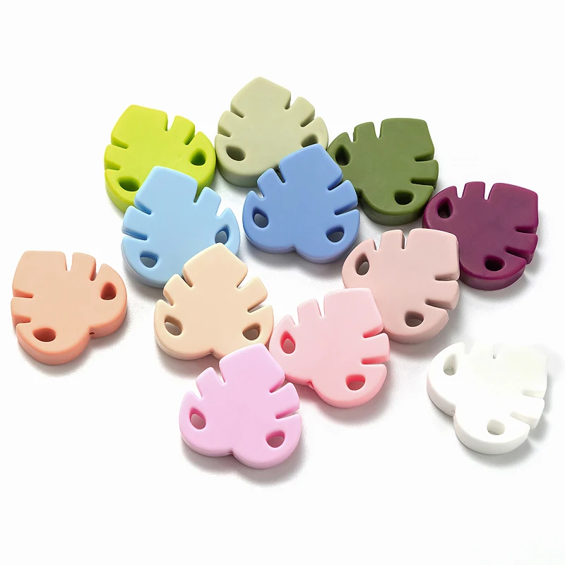 
New Product Food Grade BPA Free Silicone Beads Baby Bulk Soft Leaf Beads 