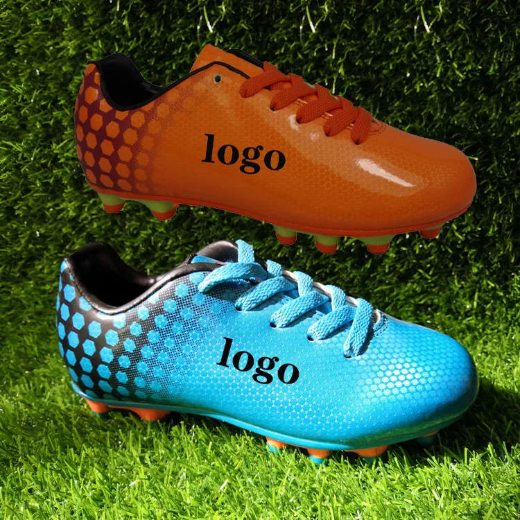 28-48 customize low cut blue color school children training pu upper american football shoes kids  soccer boots  cleats