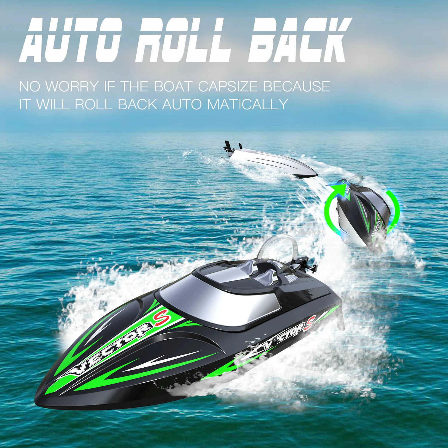 High Speed  Brushless RC Boat RTR with Self-Righting  Reverse Function for Pool  Lake