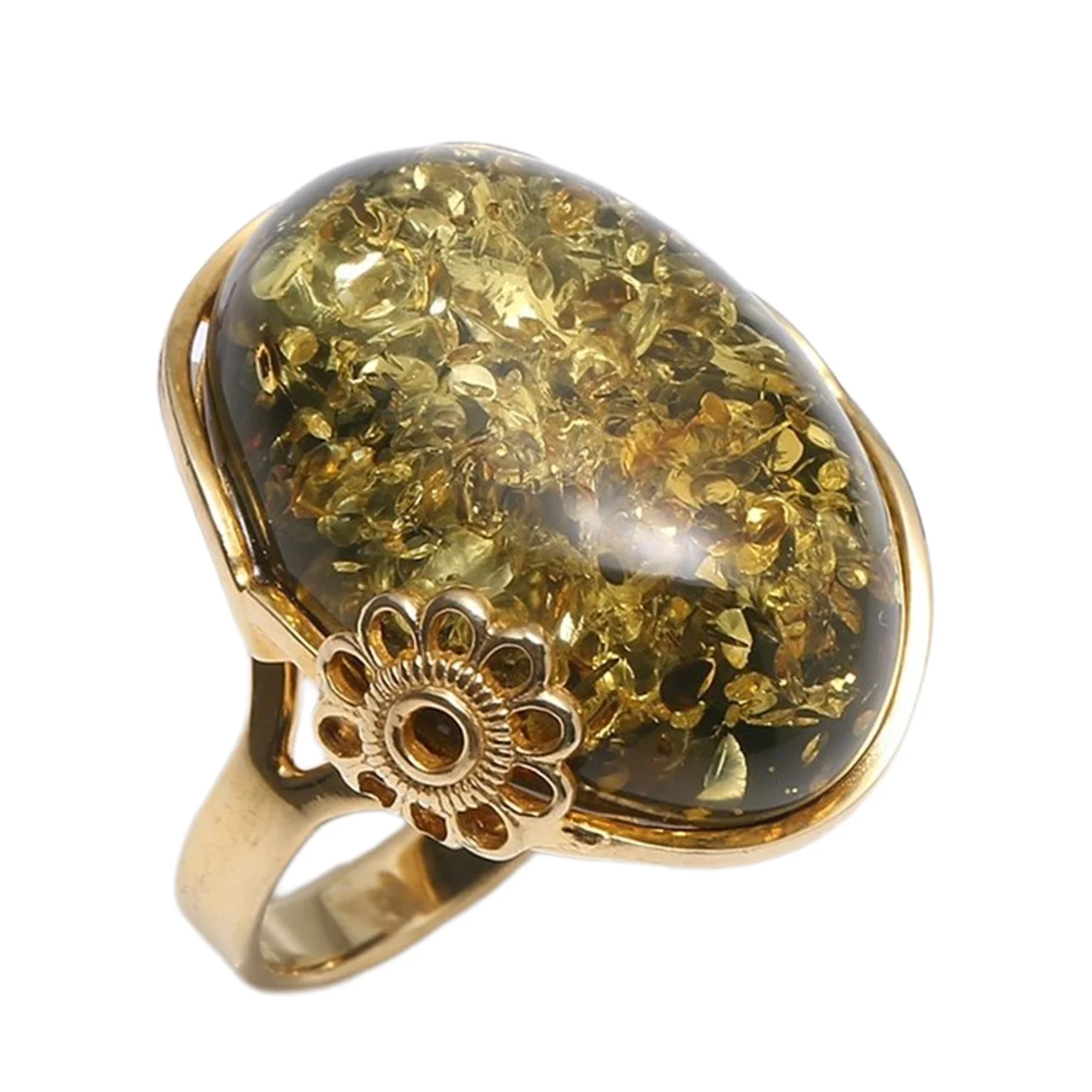 Большое кожаное кольцо с натуральным медовым янтарным необработанным балтийным зеленым камнем по рождению Янтарный Овальный драгоценный камень защита