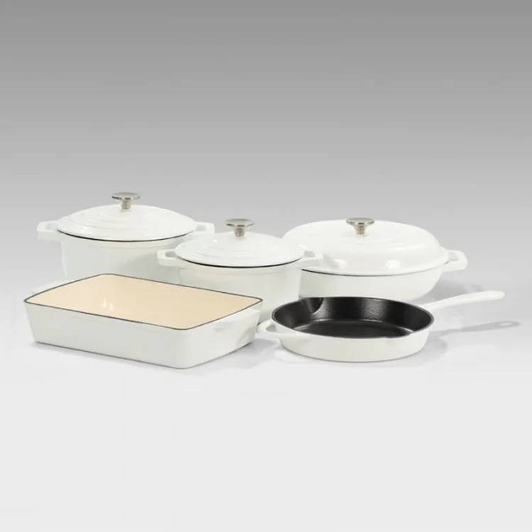 Кухонная эмалированная чугунная посуда набор из 5 предметов чугунные кастрюли премиум-класса для голландской духовки готовки