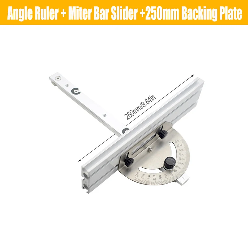 Woodworking Table Saw Angle Ruler Miter Gauge Guide W/ 250mm Fence Carpenter Push Band Saw Inverted Adjustable Angle Gauge