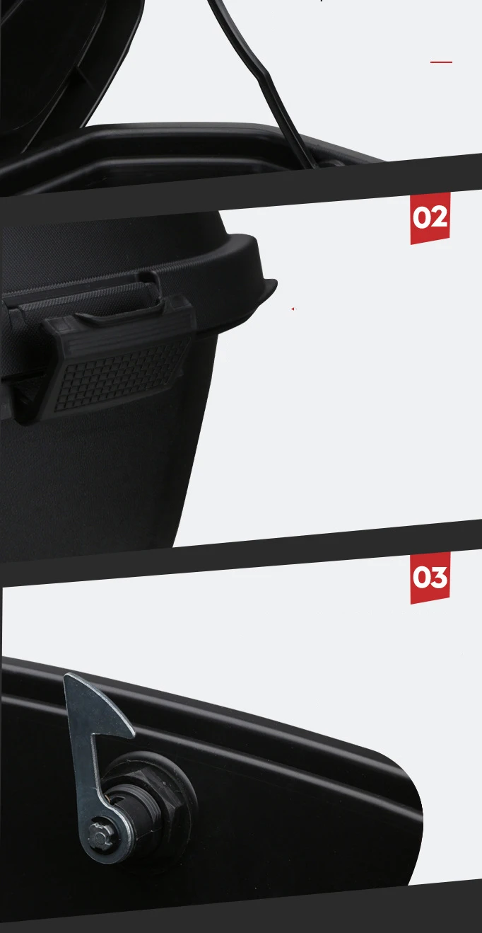 Factory supply double buckle colorful choice dust-proof storage trunk ABS/PP universal best quality electric scooter tail trunk