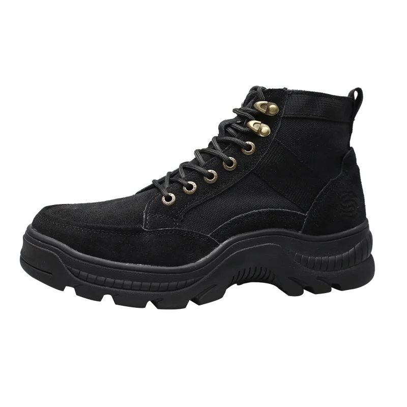 Cow Leather Work Boots Anti-smash Canvas Men Functional Boots Safety Shoes