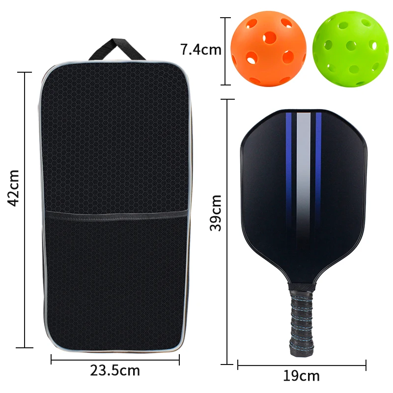Низкий минимальный объем производства, профессиональный комплект ракеток из углеродного волокна с УФ-принтом, карманом для ручной переноски, нескользящая рукоятка, набор ракеток для пиклбола