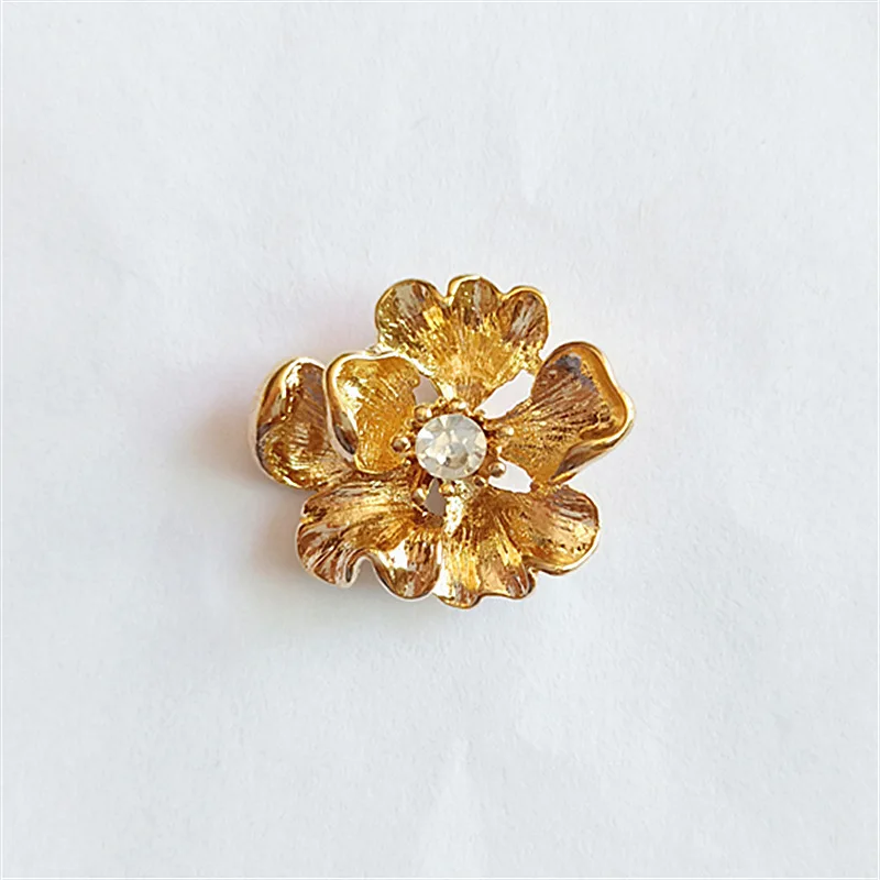 Fashion K Gold Flower Rhinestone-embedded Drill Buckle Alloy Accessories Diy Handmade Hair Accessories Jewelry Parts