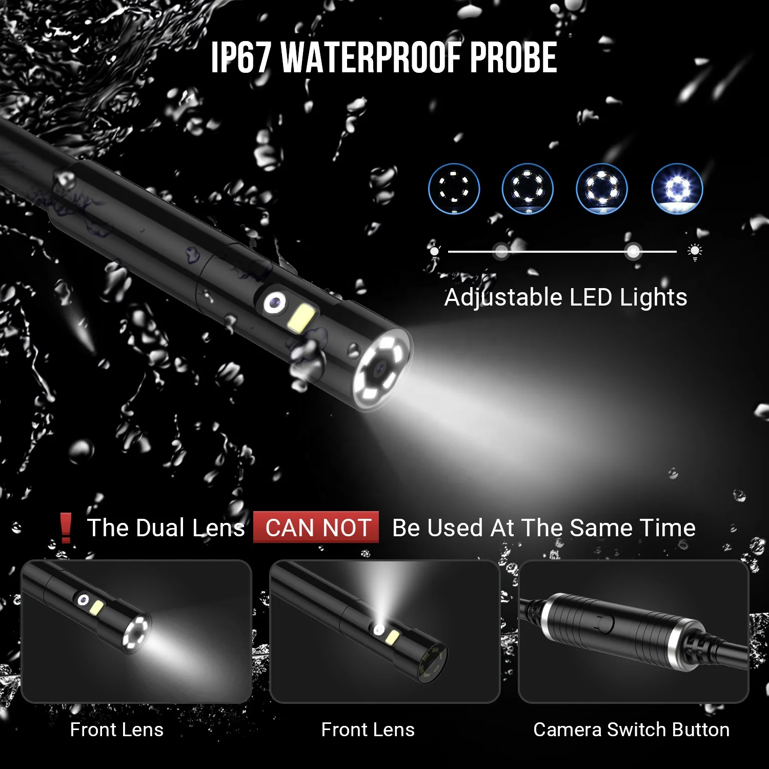 new model 1080P HD borescope 3X digital zoom Dual lens 4.3inch screen IPS high definition display endoscopy camera