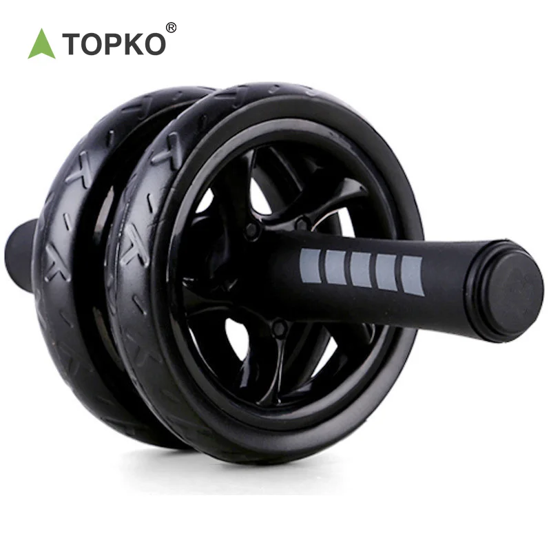 TOPKO Stocked New Arrival home fitness abdominal wheel with comfortable easy grip handles fitness Roller Wheel