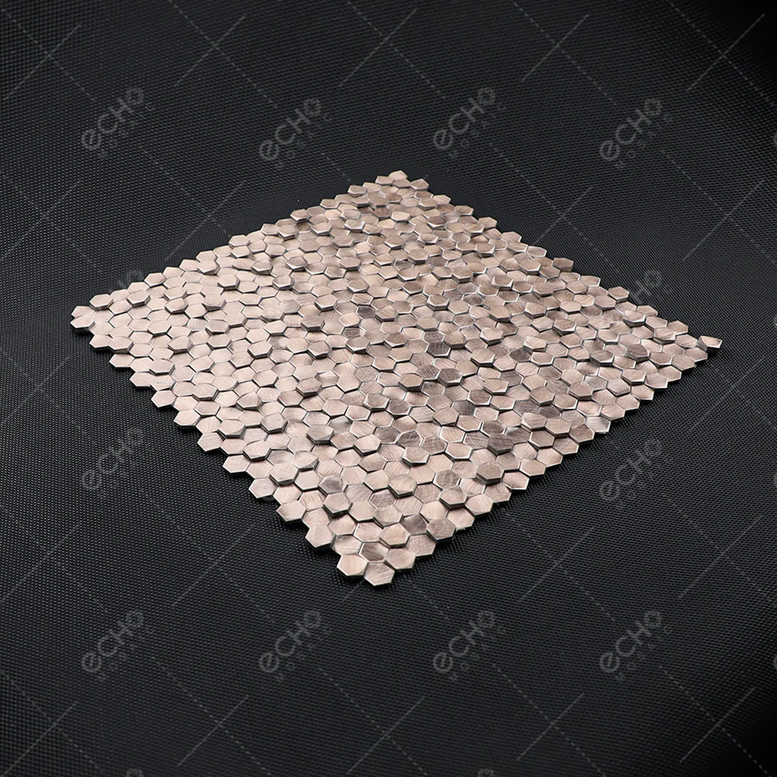 Bronze color mini hexagon net backing gravity aluminium 3d mosaic for TV background