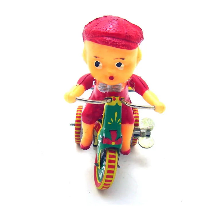 Children Riding Bike Wind Up Tin Toy Gift Room Decoration Baby
