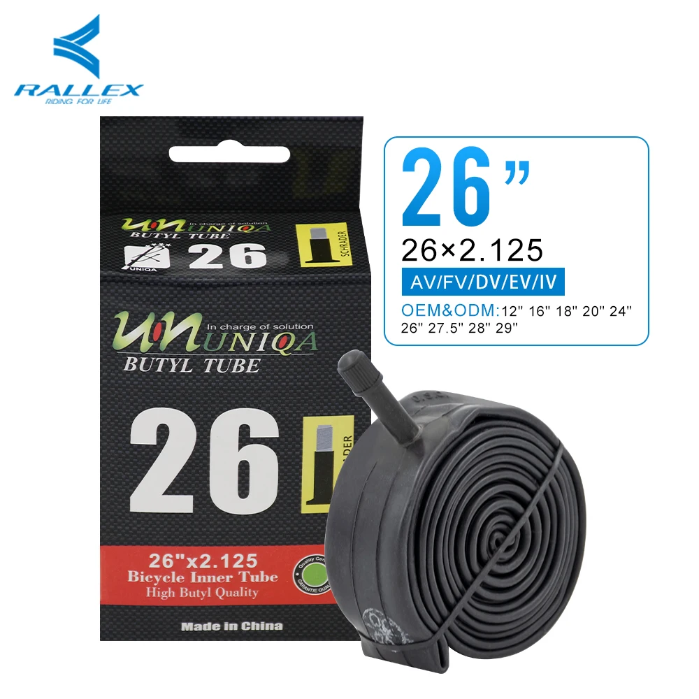 RALLEX wholesale bicycle parts butyl rubber 26 x1.75/2.125 high quality bike bicycle tire inner tube