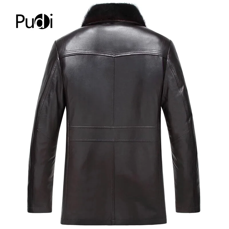Men new fashion real sheep leather jackets with mink fur lining inside fall winter casual outwear MT840