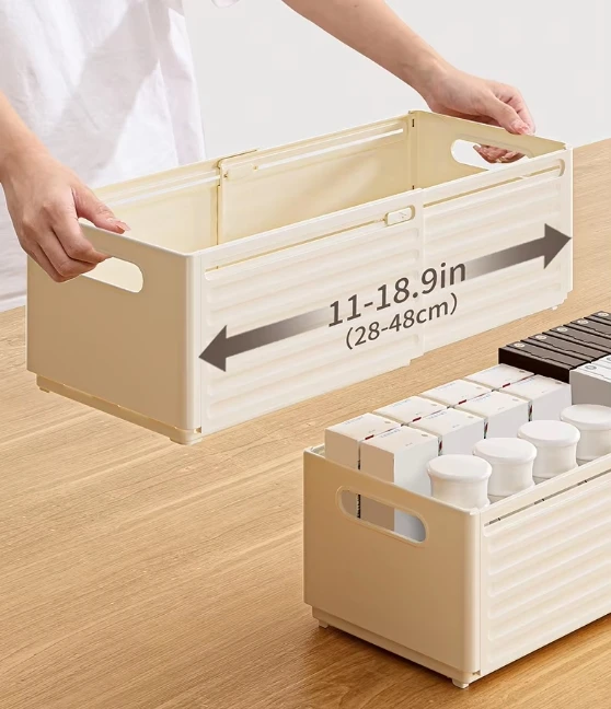 Stackable Retractable Storage Box Expandable Pull out Cabinet Organizer Collaspiable Stretchable Slide out Organizer
