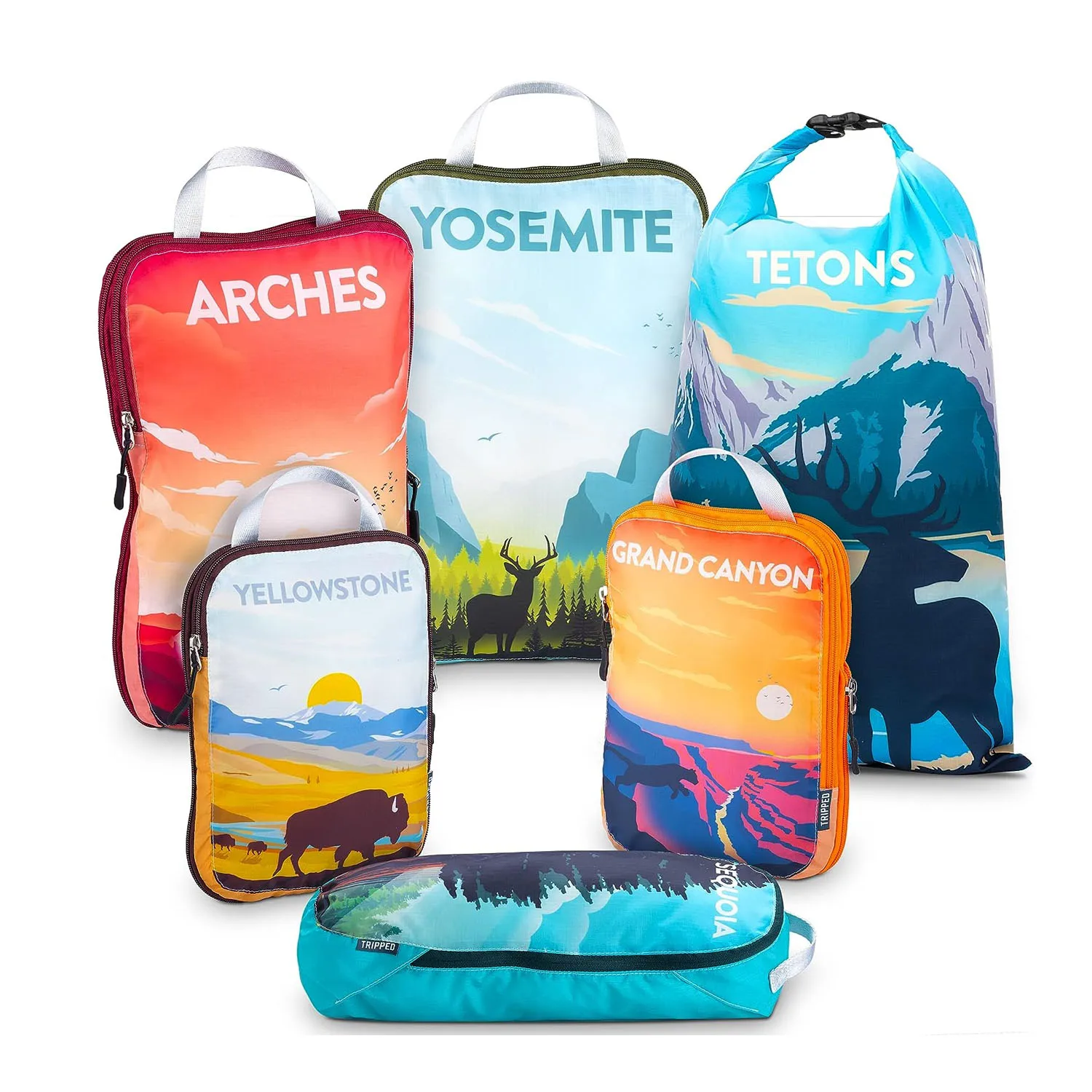 Quality 6pcs Travel Essentials Accessories Organizer Customize Folding Compression Packing Cubes Set Travel Bag