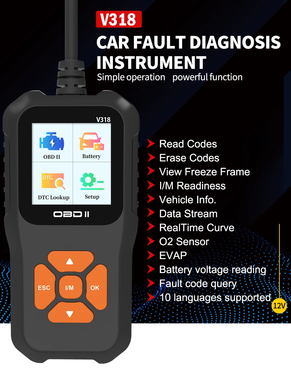 Dropshipping V318 handheld auto diagnostic inspection tool device code reader scan tool automotive diagnostic tester