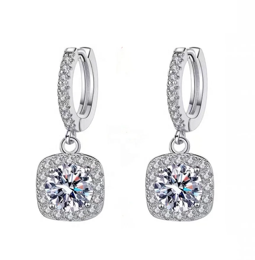 Sense of advance Dainty PT 950 925 Sterling Silver high quality Mosan moissanite  1ct 2ct 3ct diamonds ear earrings jewelry