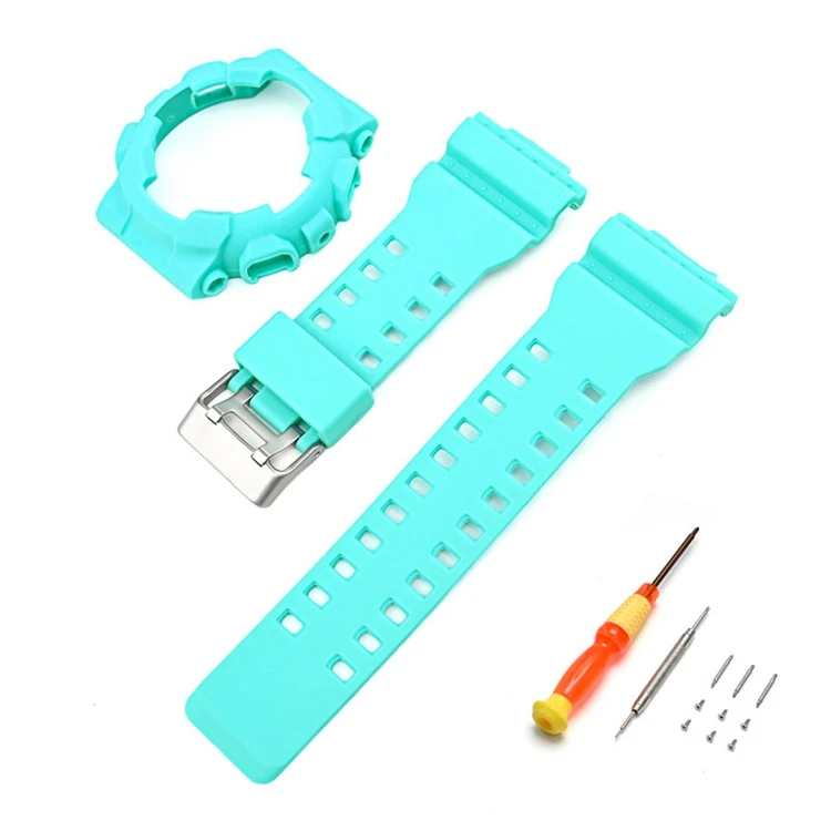 Sports TPU Watch Cover Silicone Band for GD 100 110 120 GA GLS100 Watch Protective Cover Resin TPU Strap Replacements