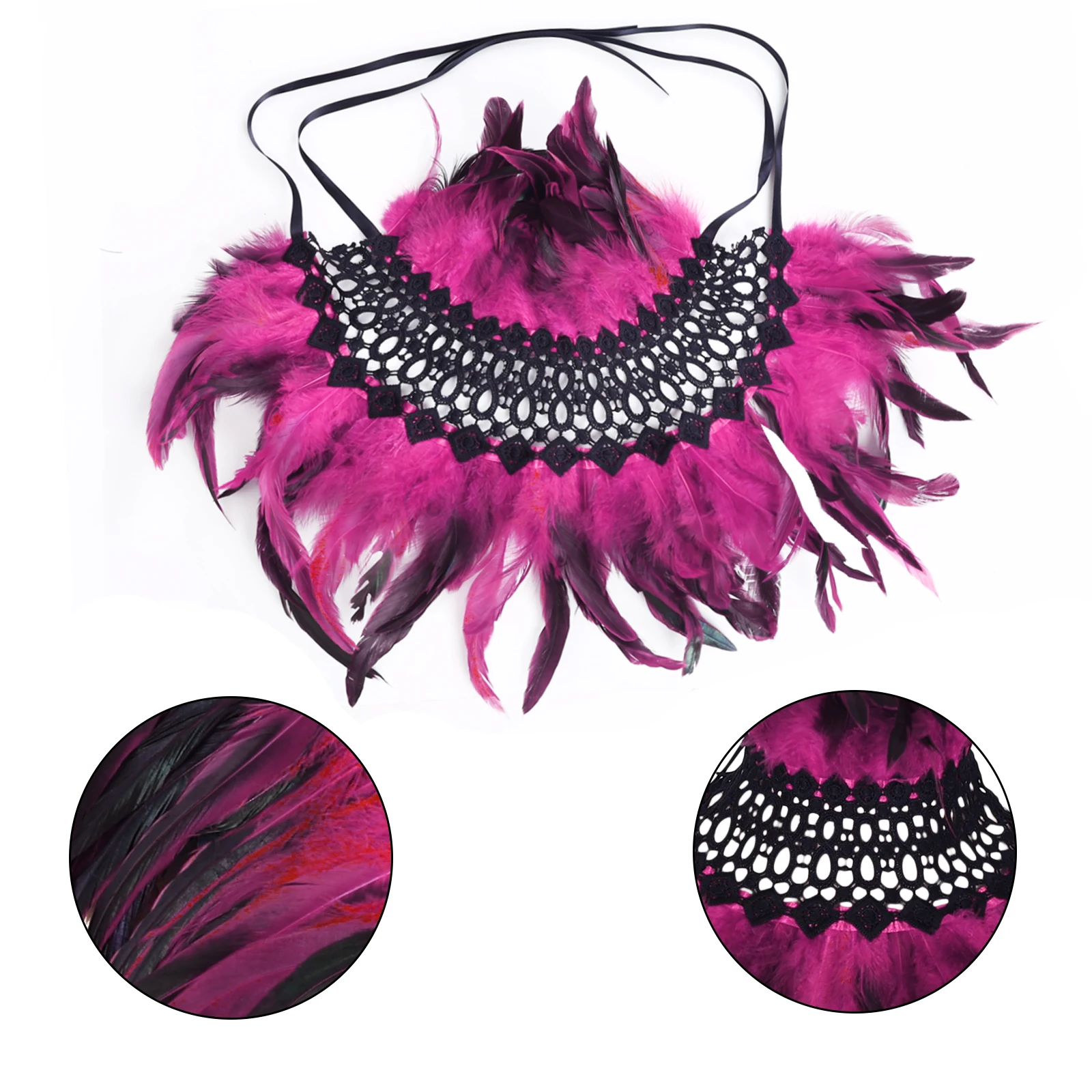 2023 New Women Feather Scarf Shawl  Lingerie Adjust Gothic Halloween Carnival Feather Costume Rave Christmas Show Burning