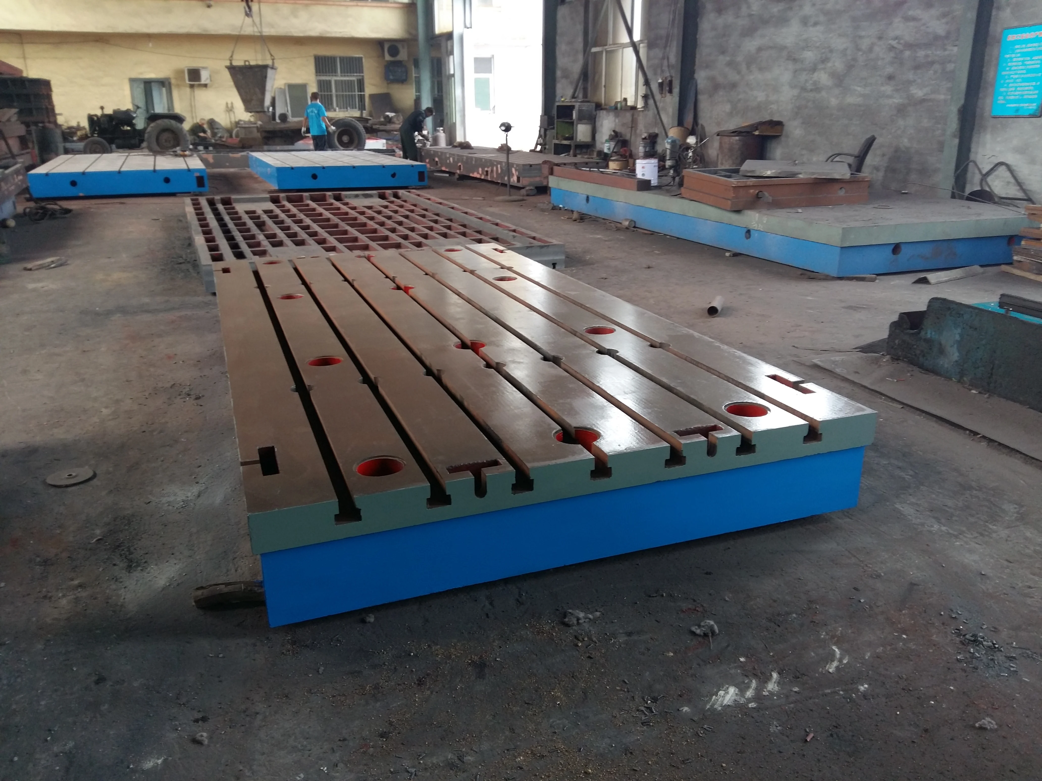 Assembly of cast iron surface plate test platform grinding plate