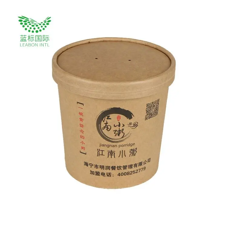 Миска для горячего супа из крафт-бумаги, пищевой контейнер с крышкой, 100% экологически чистые одноразовые крышки для горячей или холодной еды, мороженого
