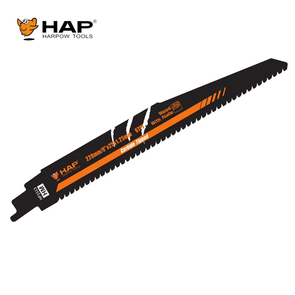 9Inch 6TPI Carbide Tipped Reciprocating Saw Blade Straight Saw Blade For Cutting Wood With Nails