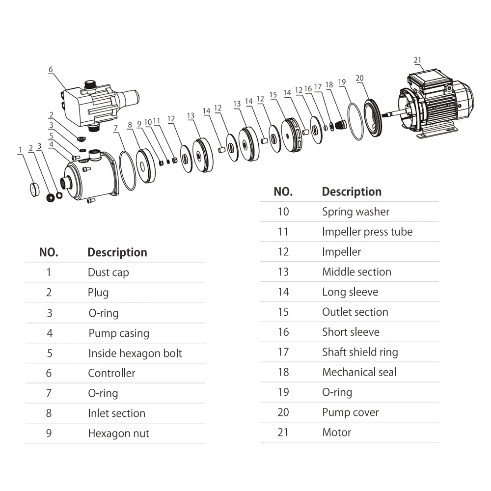 High quality stainless steel high pressure water booster pump home