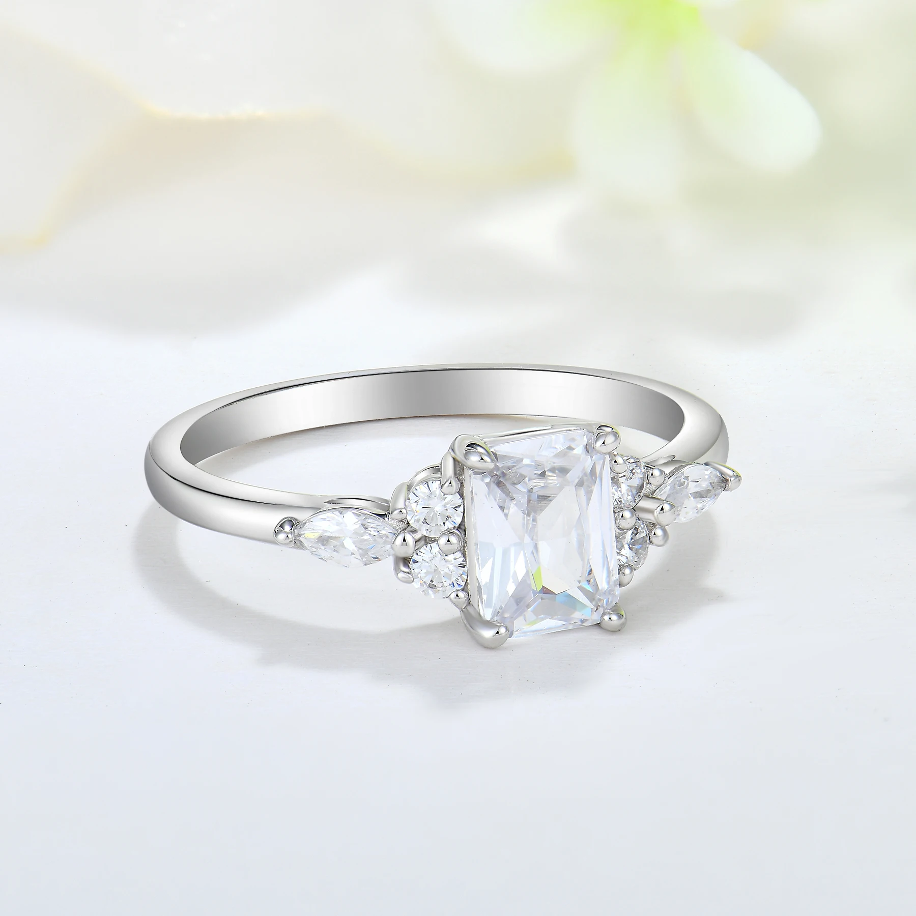 fine jewelry zircon ring s925 sterling silver ring emerald cut wedding engagement  ring for women gift gemstone custom jewelry