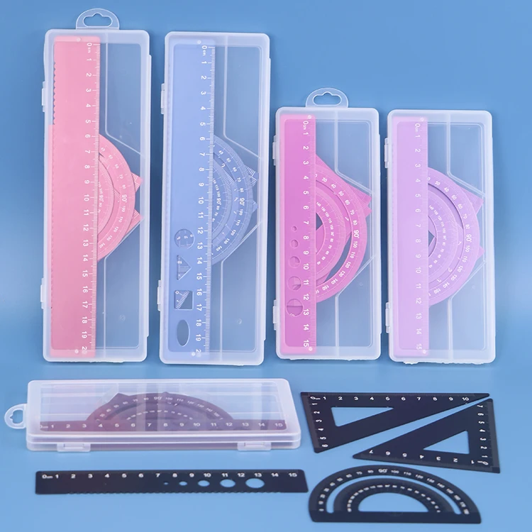 Набор для математики школьников канцелярские принадлежности милые Алюминиевые Металлические Линейки из нержавеющей стали милый набор линейки пластиковая коробка