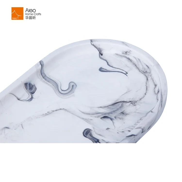 Aleo Custom Hotel Room Marble Finishing Amenities Service Tray High Quality Hotel Resin Bathroom Amenity Tray