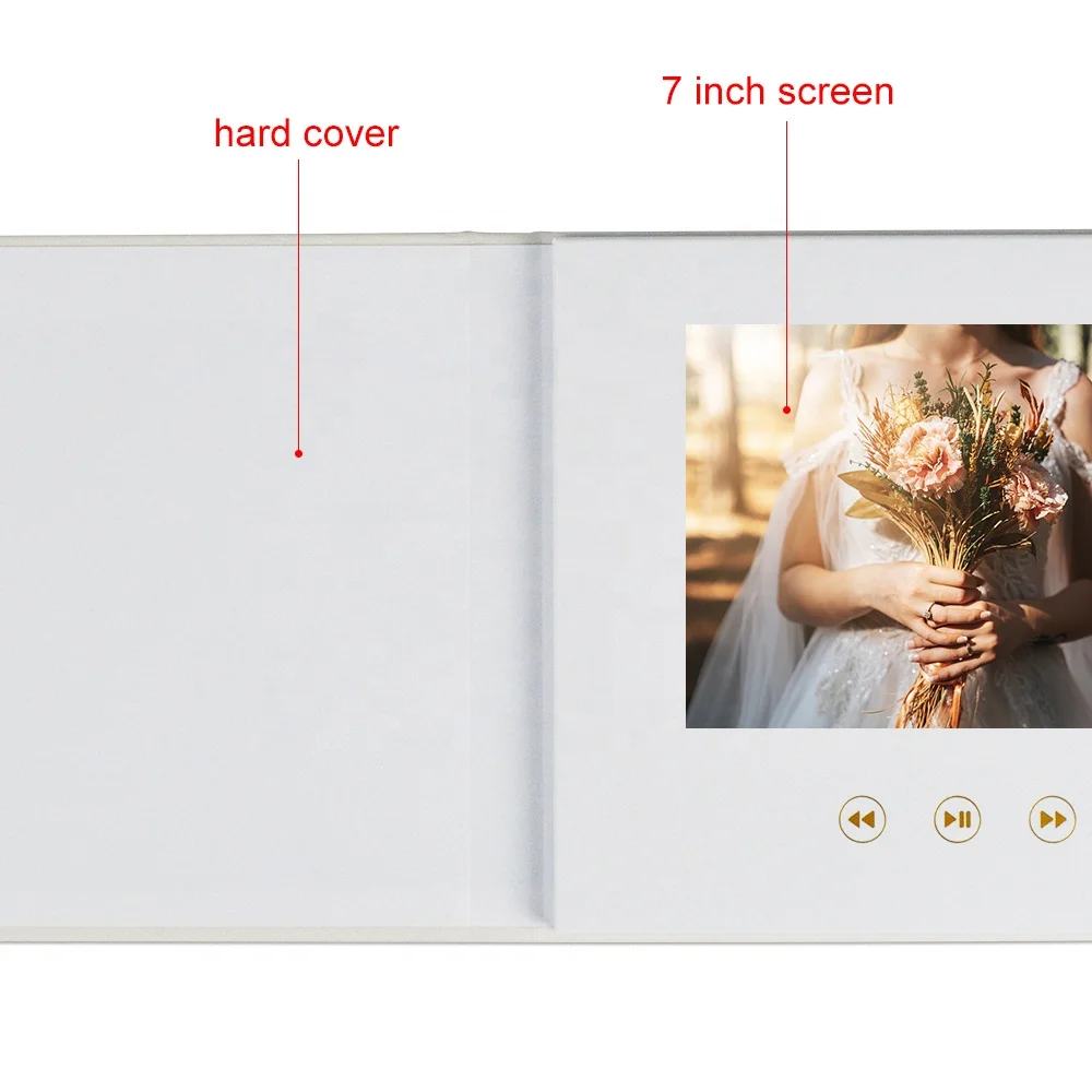 Customized 7 Inch Wedding Video Book Digital Lcd Screen Video Brochure Card