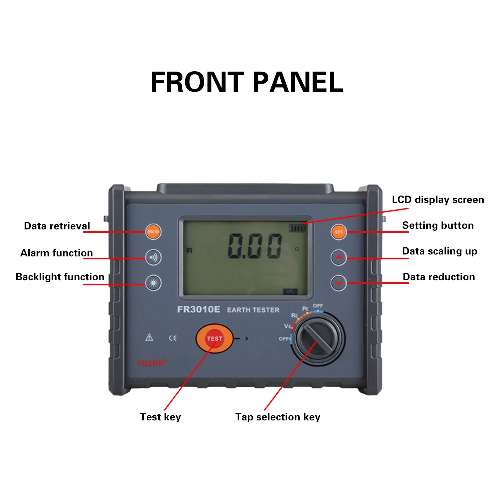 FUZRR FR3010 3000 Ohm Ground Resistance Meter Digital Earth Resistance Tester