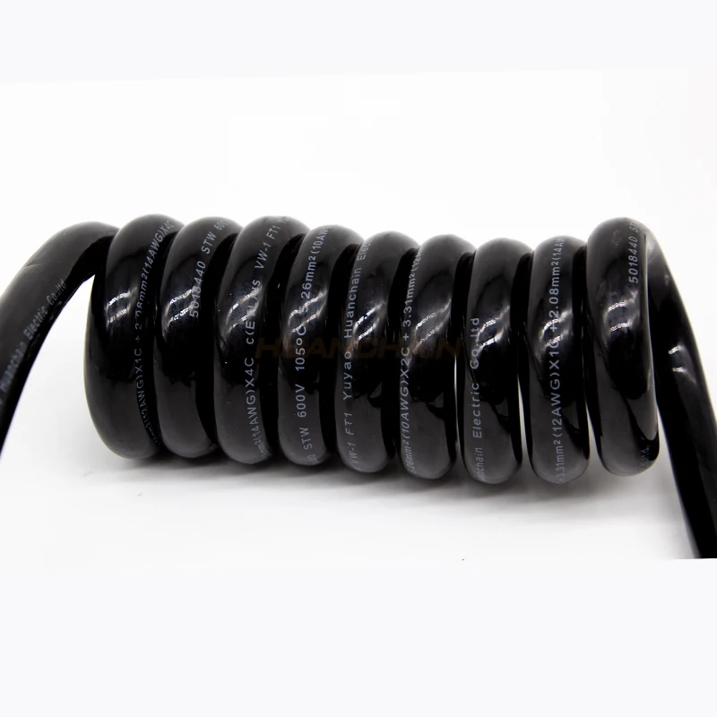 huanchain 7 way abs cord 7 way coiled trailer cord heavy duty electrical power cable for semi truck tractors