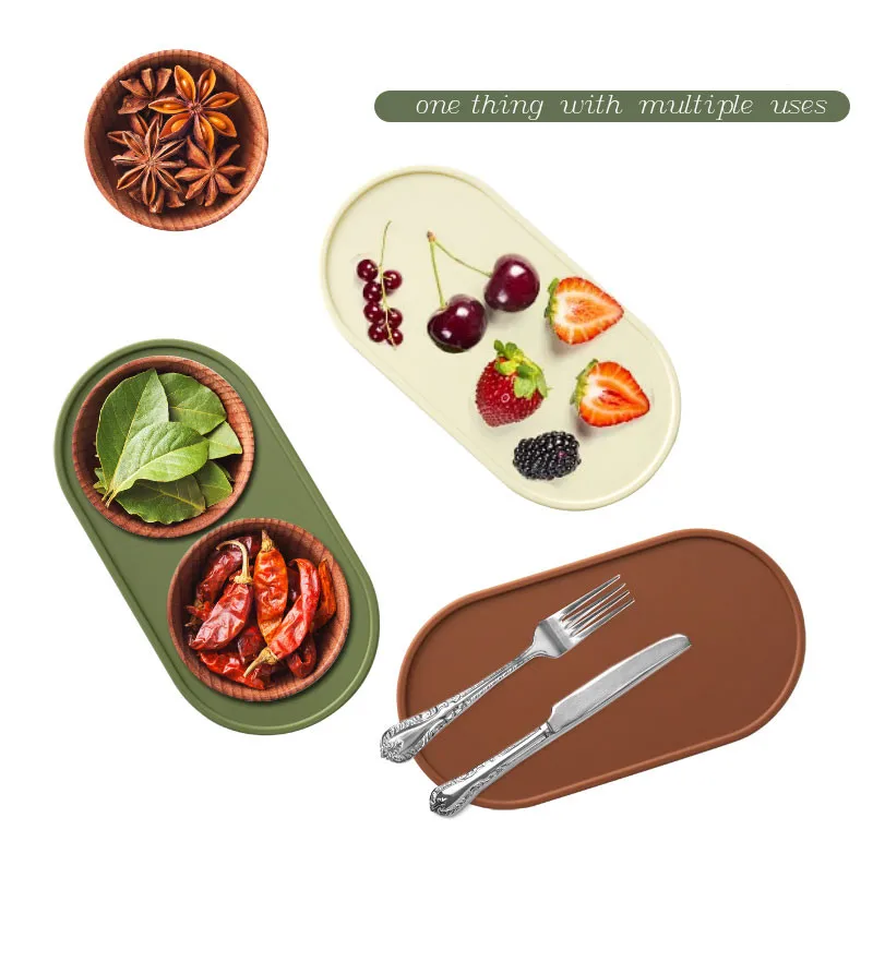 YDS Large Washable Silicone Placemats Heat-Resistant Kitchen Table Mats for Spice Jars Non-Slip