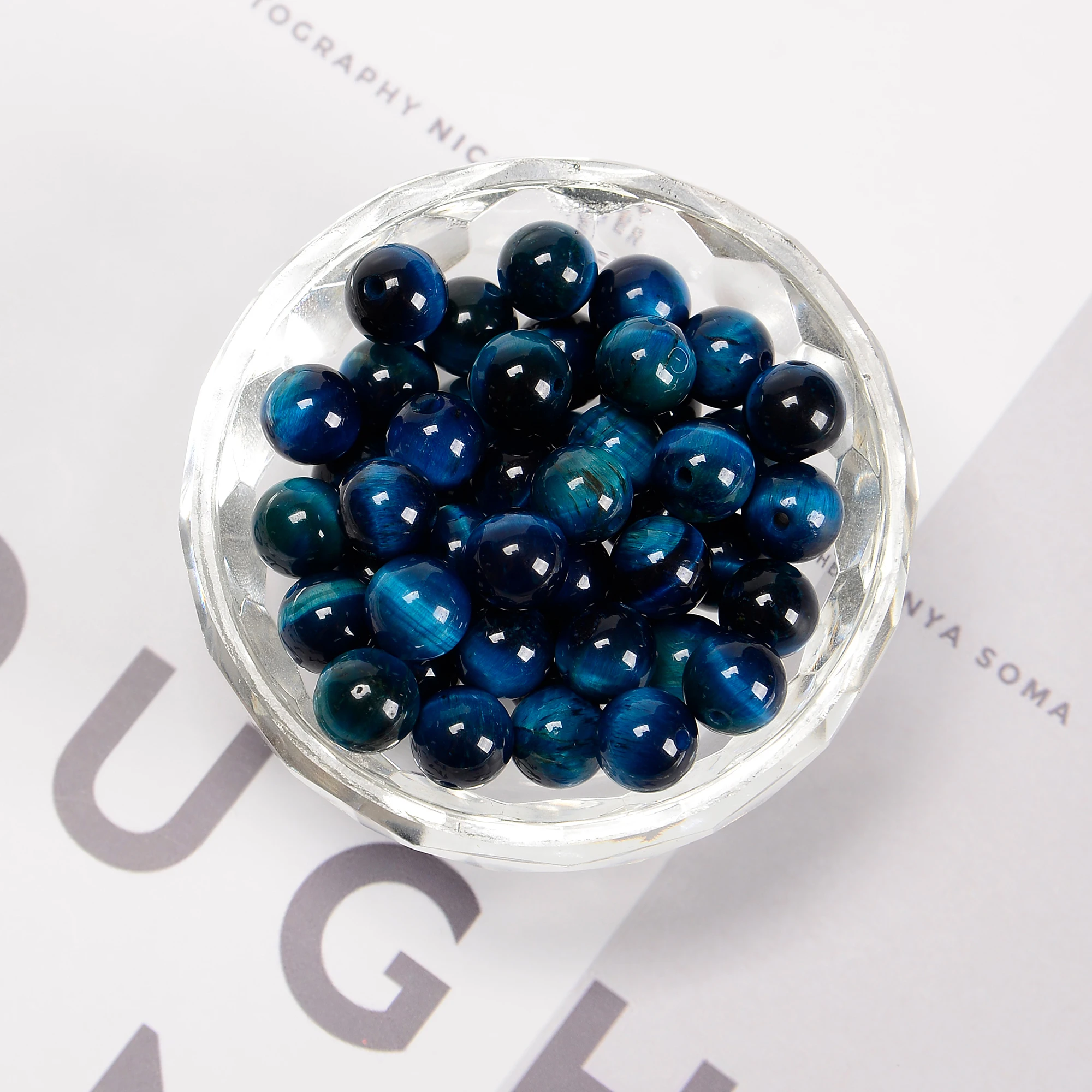 Grade AB 8 mm Tiger Eye Beads Blue Green 4mm 6mm 8mm 10mm 12mm Round Beads Strands for Jewlery Making Bulk China