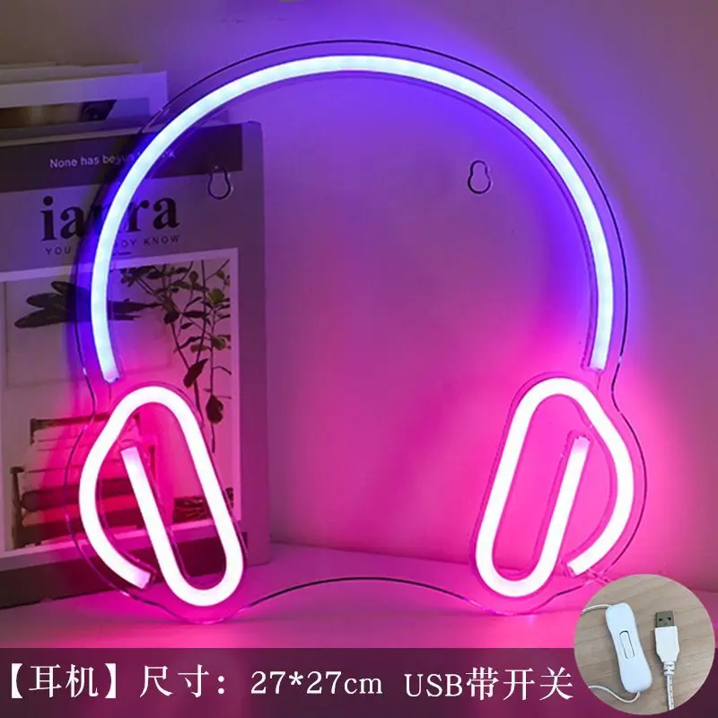 LED Neon Sign PS4 Symbol Gamepad Headset Wall Esports Room Decoration Light Atmosphere Light