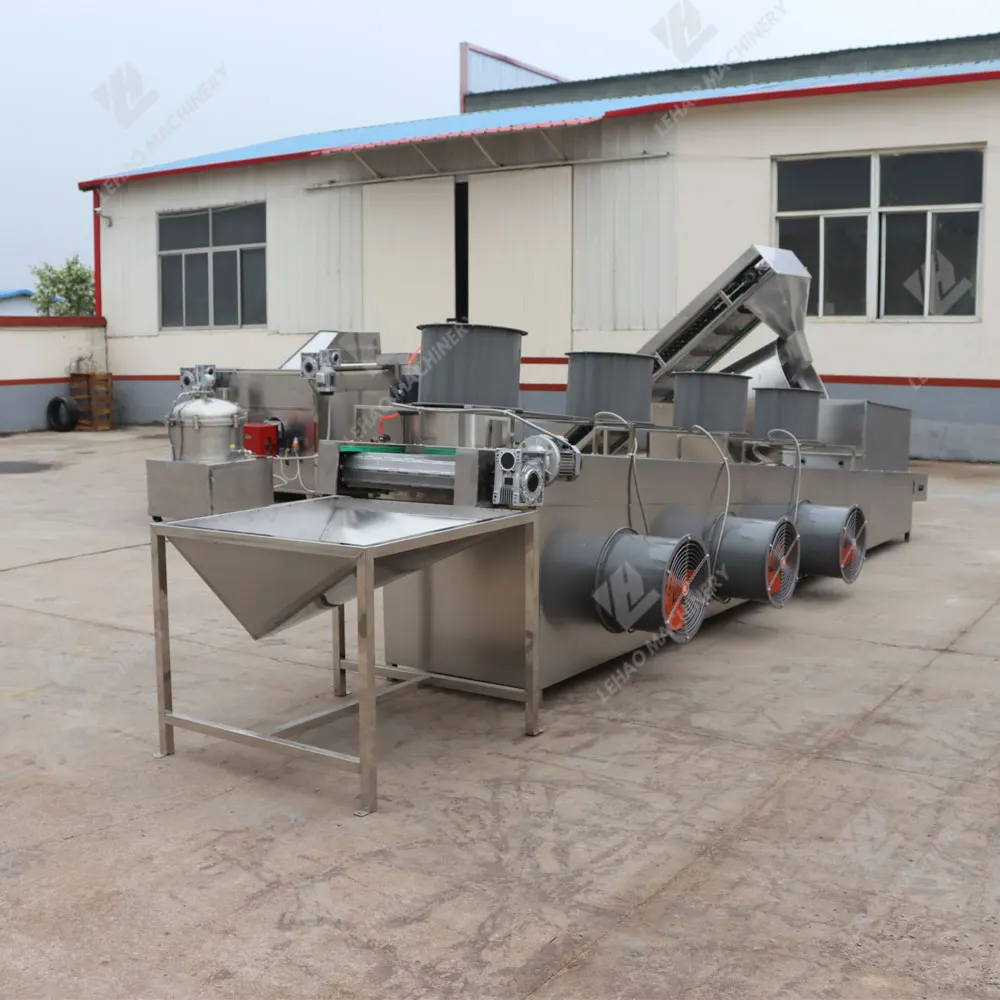 Large capacity broad beans peanut deep frying production line nut corn cashew nut fryer machine