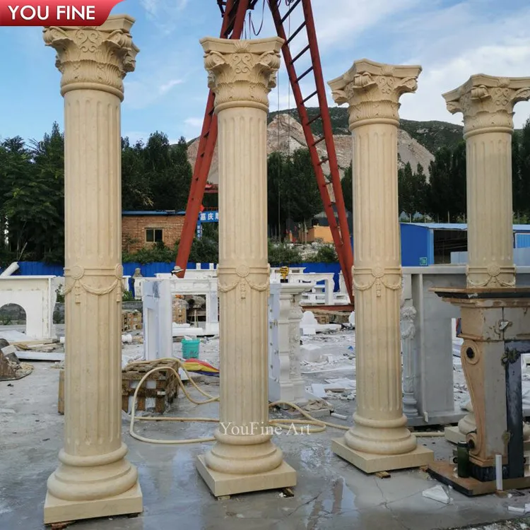 White Stone Columns Stone Pillars Tiles Marble Pillars Design
