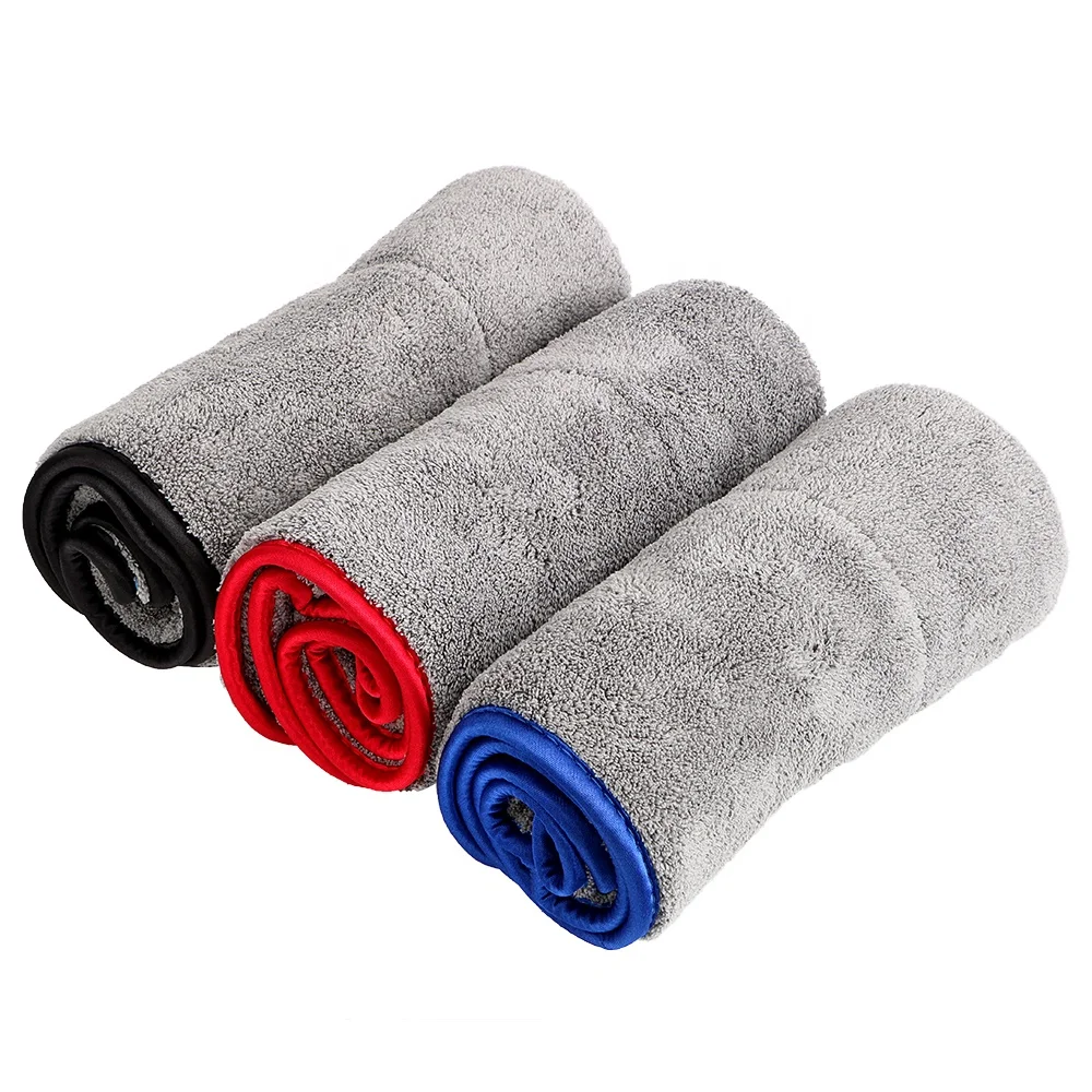 Custom 800gsm Highly Absorbent Strong Thick Microfiber Fabric Car Care Cloth Soft Plush Microfiber Coral Fleece Towel Car Use