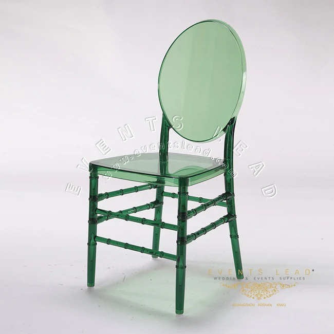 Accept Bulk Order Transparent Acrylic Green Knock Down Style PC Plastic Ghost Chair Wedding