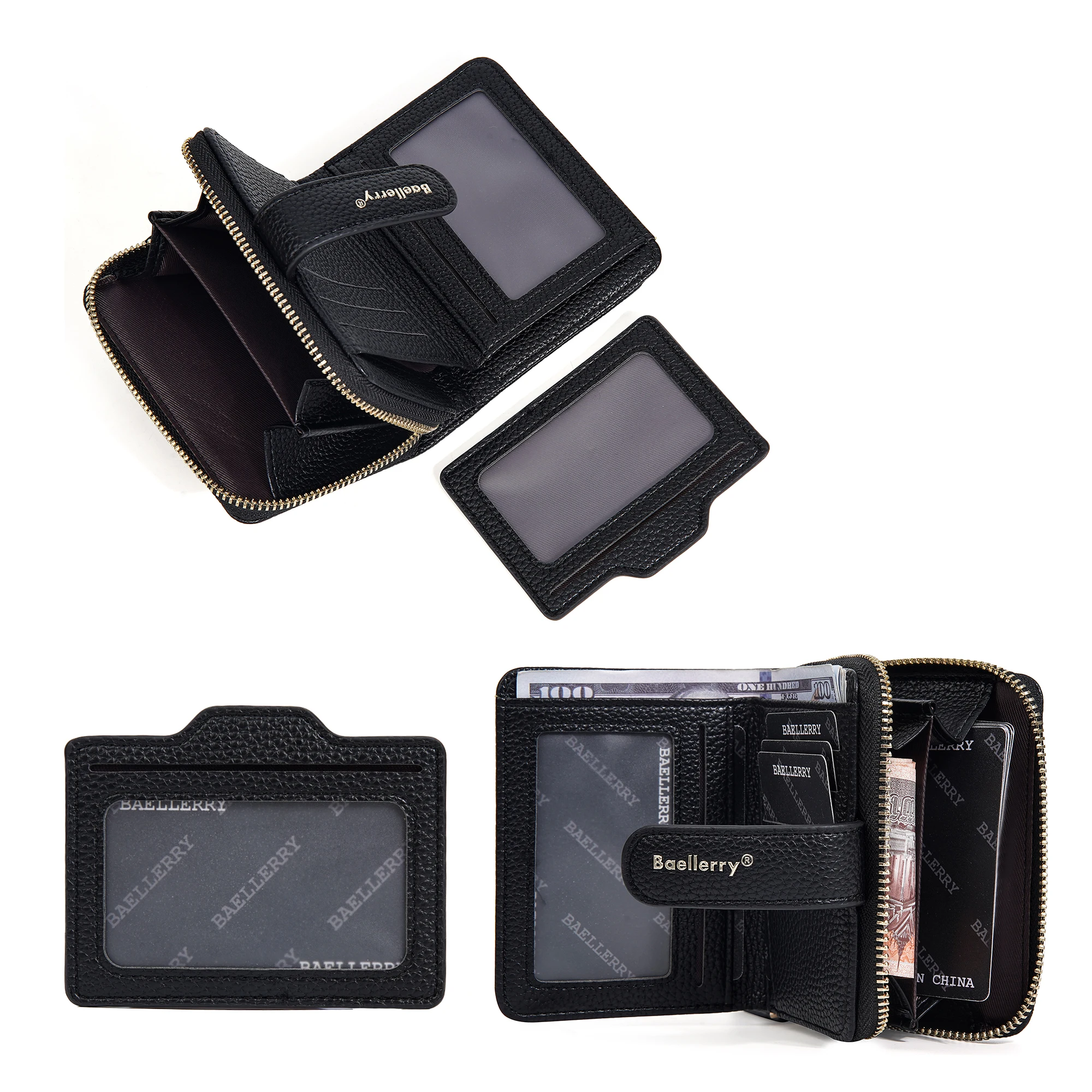 Baellerry Ladies Zipper Coin Purse Fashion designer card holder PU leather Fashion Ladies short Wallets
