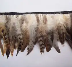 Природный серый Шиншилла петуха, в полоску, с отделкой из перьев