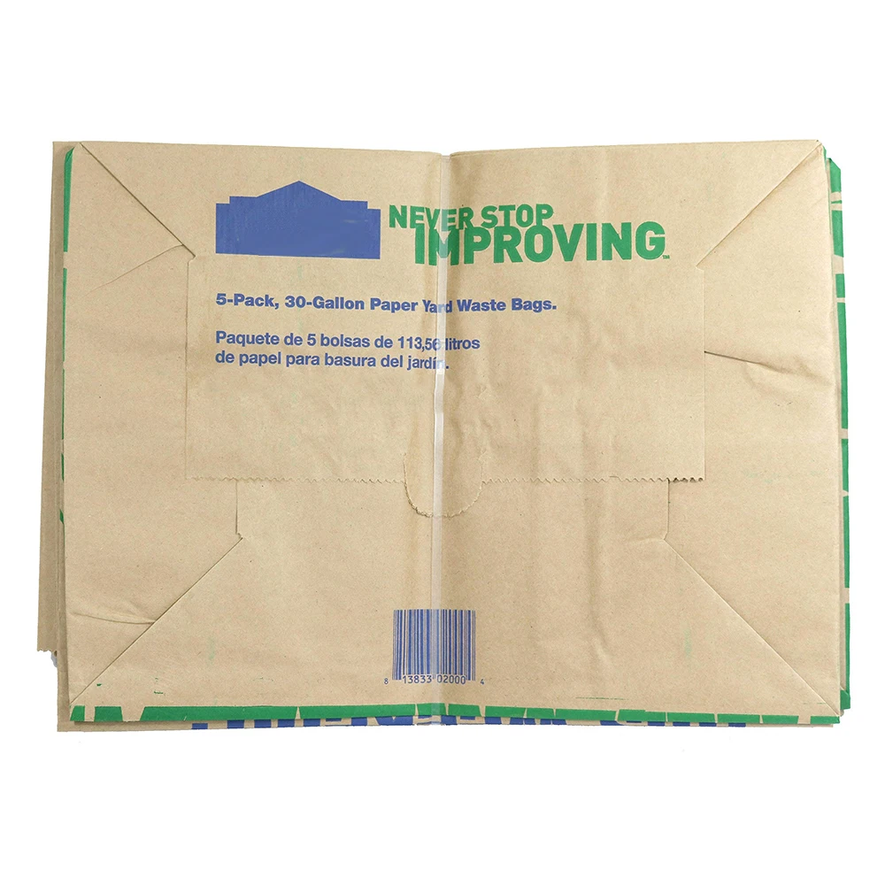 Custom Logo Printed 30 Gallon Heavy Duty Thick Kraft Paper Brown Bag Lawn And Leaf Refuse Paper Bags For Home And Garden