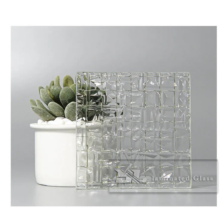 Ulianglass Wired Cubes Decorative Transparent Tempered Ribbed Reeded Moru Wave Fluted Glass pattern Glass Panel China factory